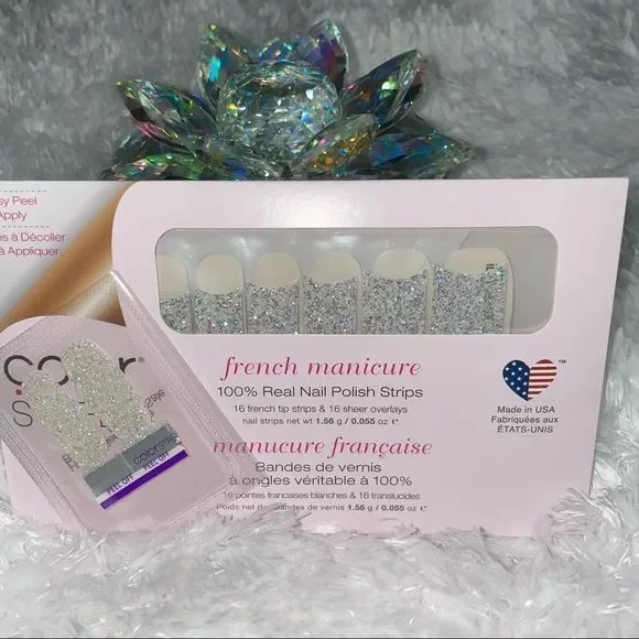 Color Street | We’re Meant to Oui - sparkling silver glitter tips, French Mani - Picture 3 of 9